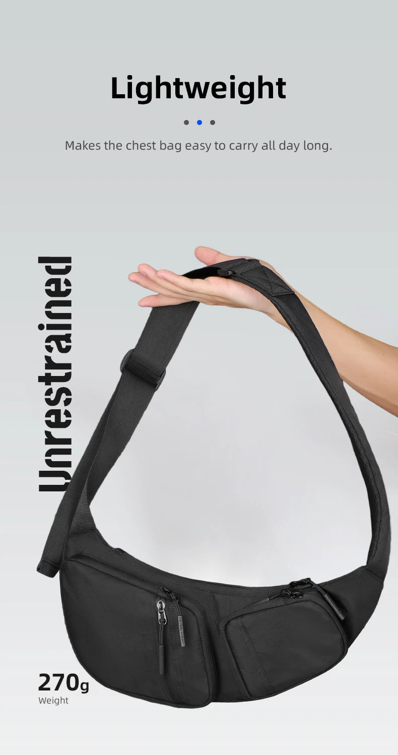 HK Waterproof Men's Shoulder Bag X-Pac Fabric Crossbody Chest Bag Phone Pouch Outdoor Travel Sling Pack Hiking Cycling Side Bags
