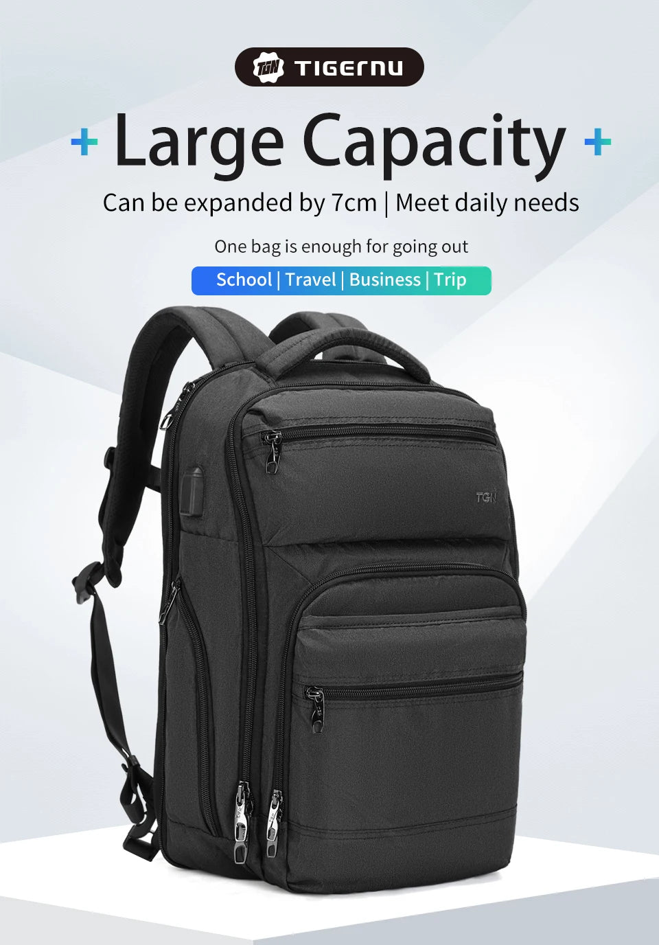 Tigernu Anti Theft Men Backpacks USB Charger Mochila 15.6inch Laptop Backpack Travel Backpacks Casual College Schoolbag Knapsack