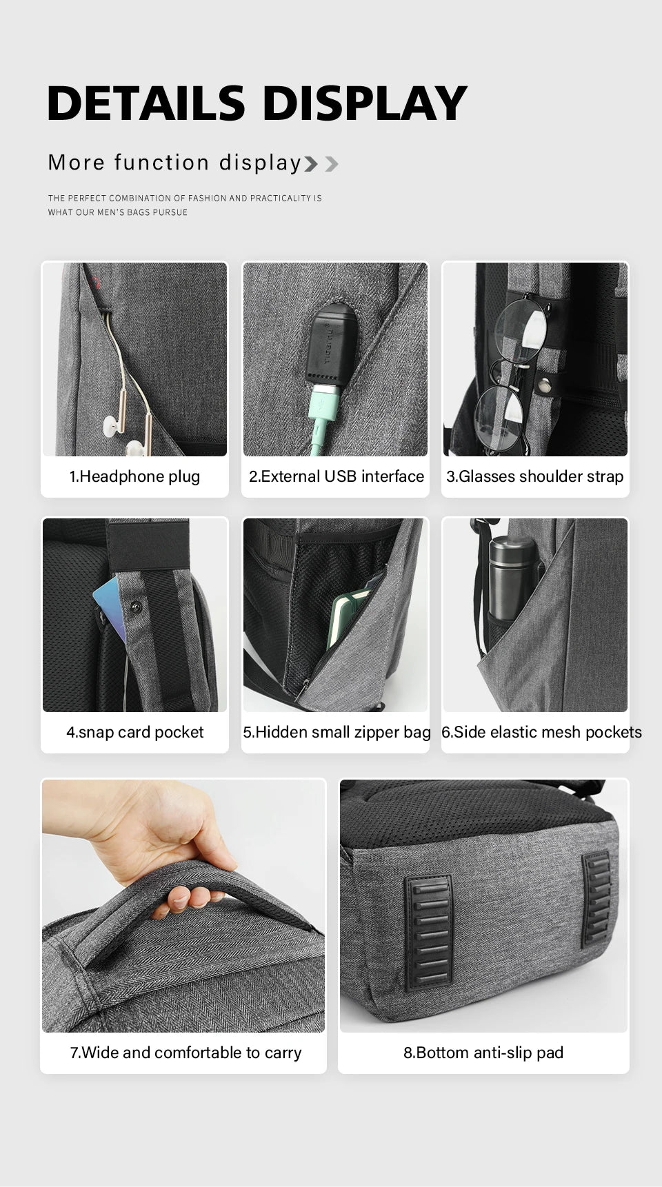 Tigernu Men Anti Theft Backpack 15.6inch Laptop Backpack Bags With USB Port Travel Bags Male Mochila Casual Schoolbags Knapsack