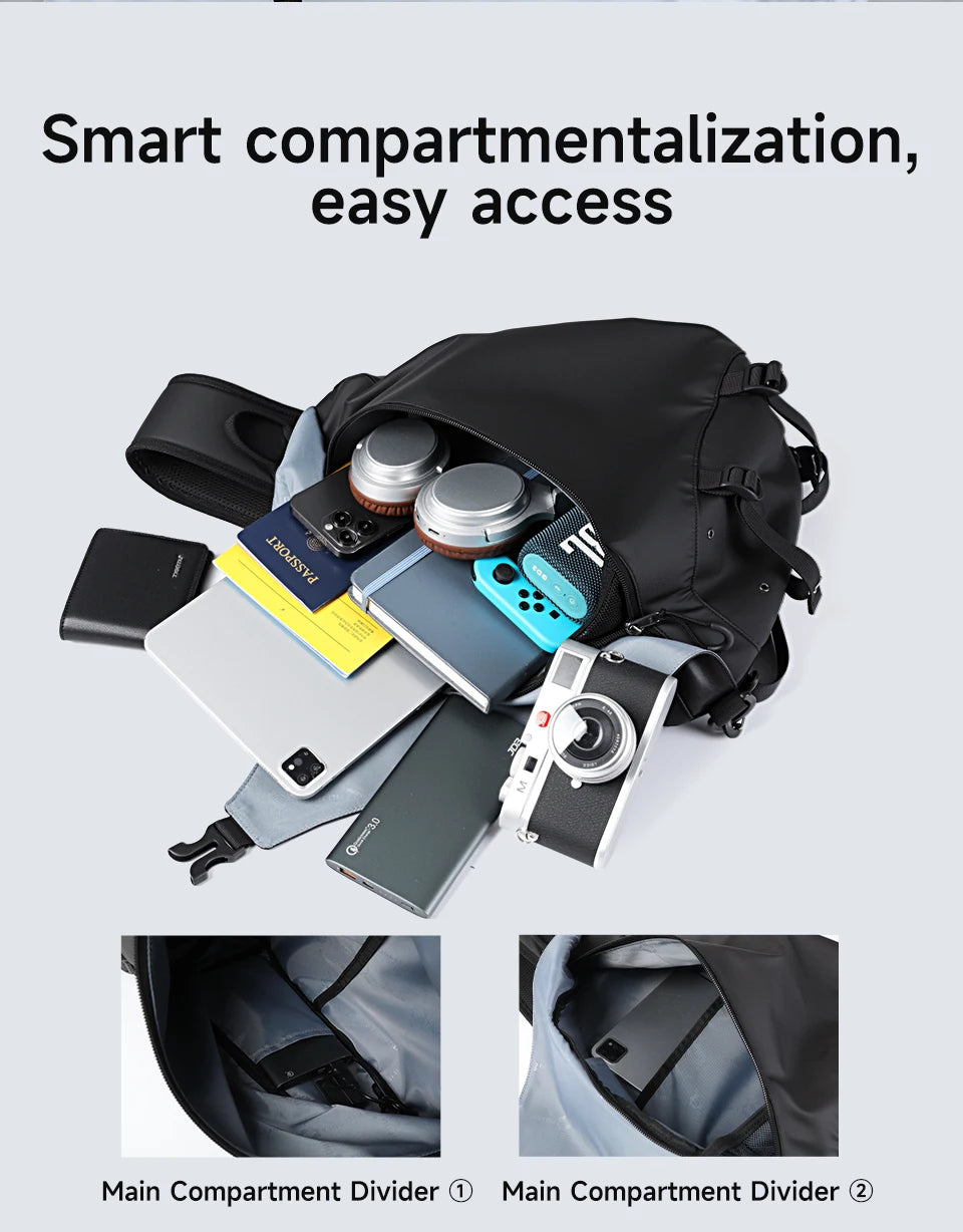 Tigernu Fashion Chest Bags For Men Outdoor Sports Shoulder Bags Male Reflective Strip Crossbody Sling Bags Hiking Biking Travel
