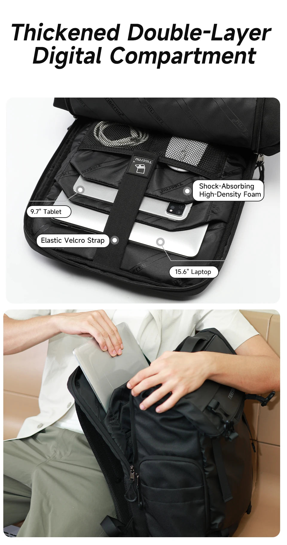 Tigernu Travel Backpack Male TPU Waterproof Backpack Men Bags Expandable Men's Backpack Business Bags School Backpack