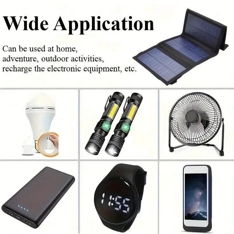 Portable USB Foldable Solar Panel, Folding Solar Panels For Travel, Mobile Phone Charging Bank Flashlight  Fan  Mobile Phone Ba