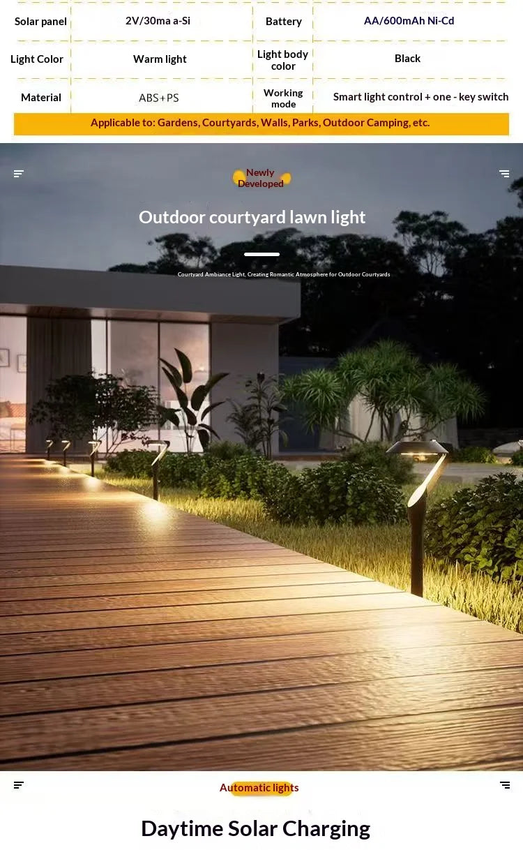 2pc Solar Energy Saving Lamp Super Bright Solar Lawn Lamp Waterproof Household Garden Villa Courtyard LED Solar Lamp