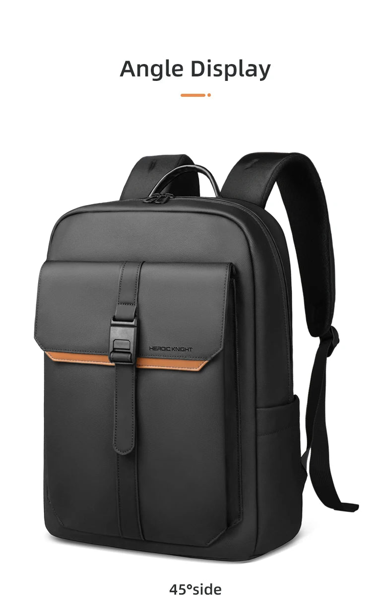 HK Stylish Business Backpack for Men Waterproof 15.6 inch Flap Laptop Backpack Multiple Pockets Casual Daypack for Work School