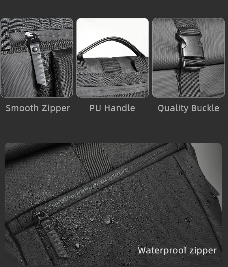 HK Multifunctional Travel Backpack for Men Large Roll-top Hiking Backpack Waterproof 15.6 Inch Laptop Bag Outdoor Sport Rucksack