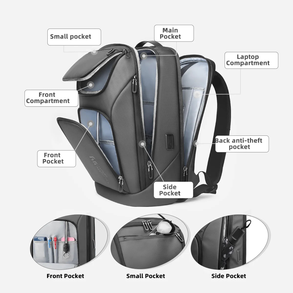 HK Travel Business Backpack for Men Large Capacity 17 Inch Laptop Backpack Multifunctional Anti-Theft Backpack Weekender Daypack