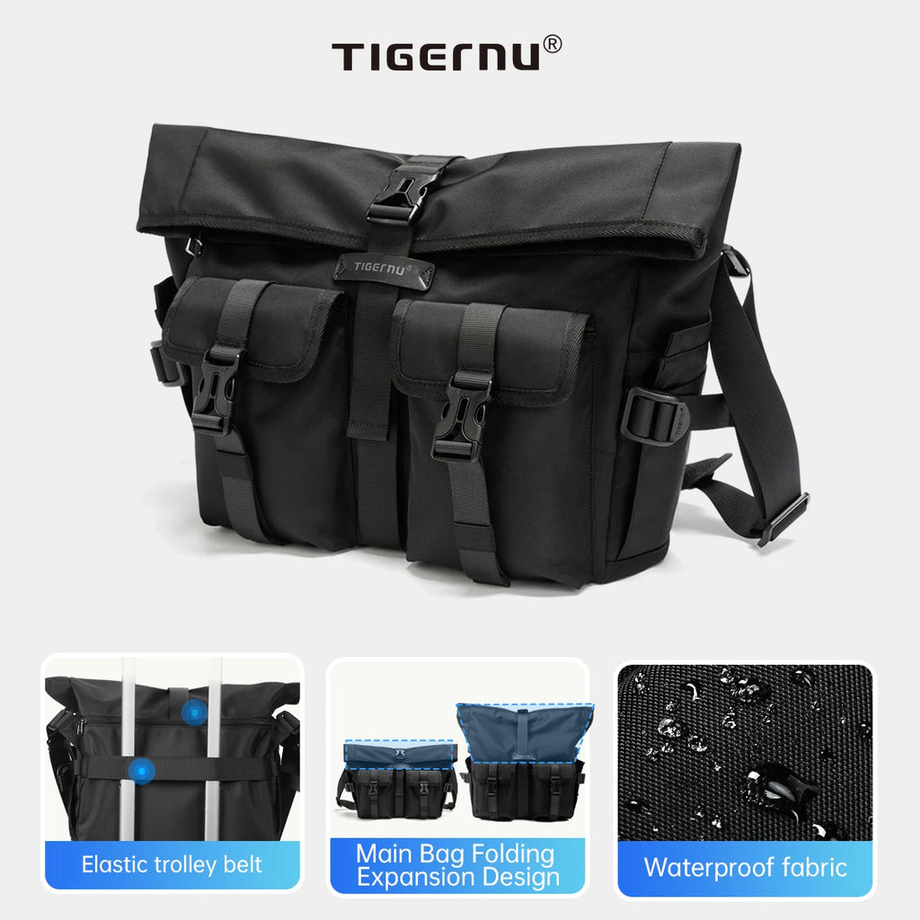 Tigernu Fashion Shoulder Bags For Men Crossbody Bags Male Expandable Bags 13.3inch Laptop Bag Messenger Bag Boys Handbag Sling