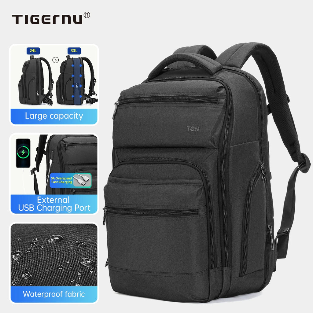 Tigernu Anti Theft Men Backpacks USB Charger Mochila 15.6inch Laptop Backpack Travel Backpacks Casual College Schoolbag Knapsack