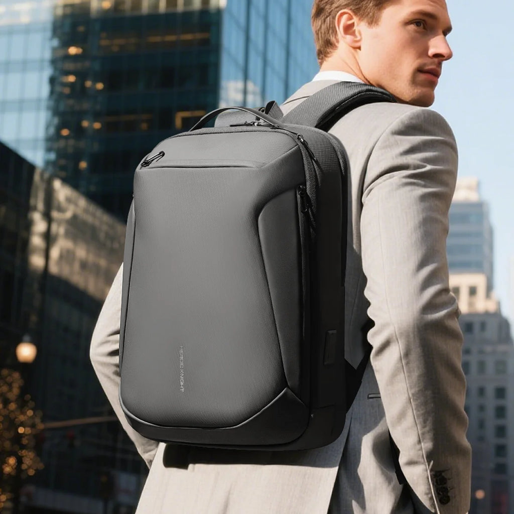 HK Minimalist Business Backpack Men Large Capacity Travel Backpack Waterproof 15.6 inch Laptop Bag with USB Port Daily Rucksack