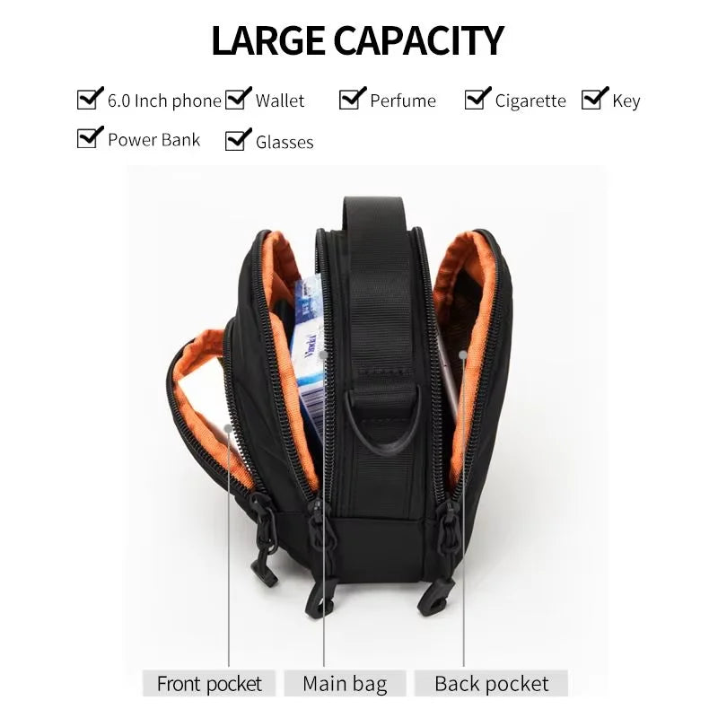 HK Lightweight Crossbody Bags for Men Waterproof Shoulder Chest Bag Casual Daily Messenger Bag Small Phone Pouch Wallet Handbag