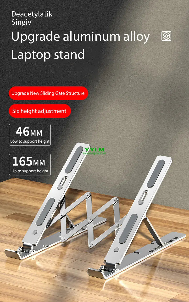 YYLM N3 Desktop Portable Aluminum Alloy Laptop Stand Foldable Heightened For iPad Bracket Notebook Metal Cooling Base In Stock