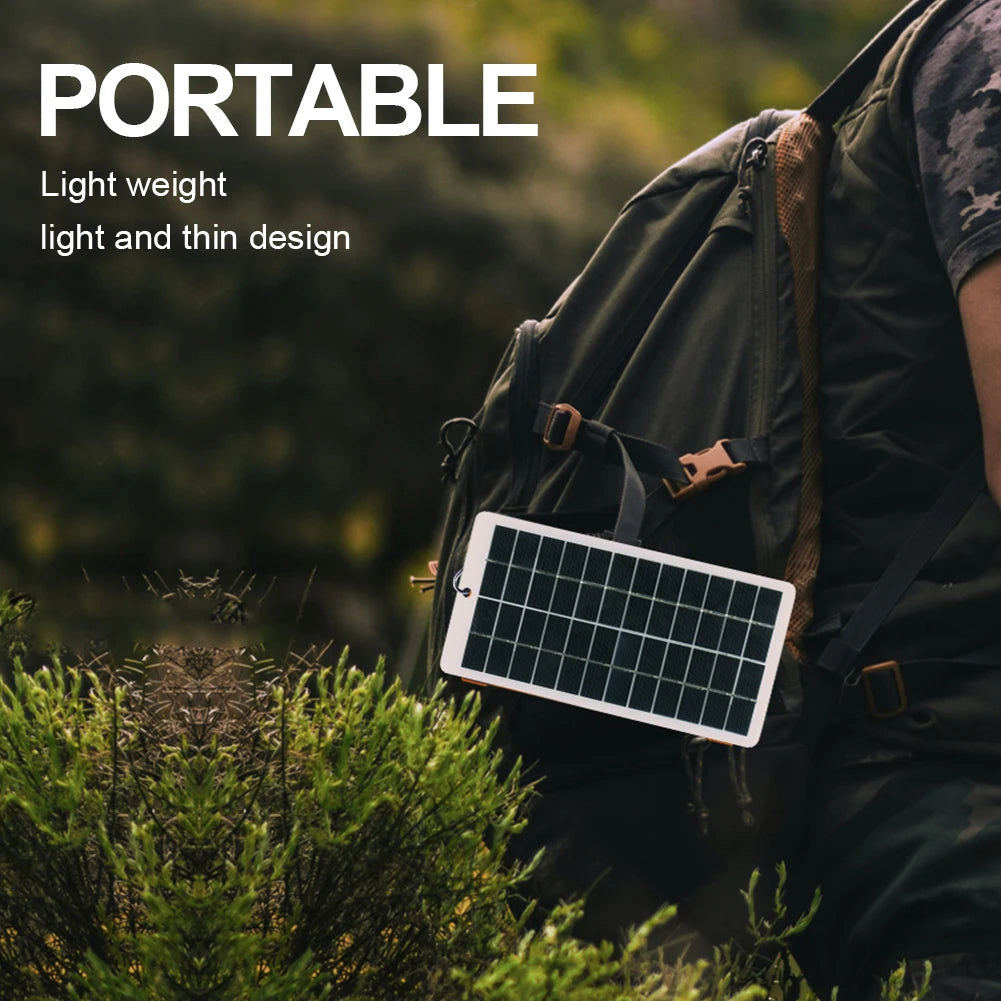 10W Solar Battery Charger with Carabiner 12V Solar Power Bank Polysilicon Solar Charger Plate Portable for 9-12V Battery