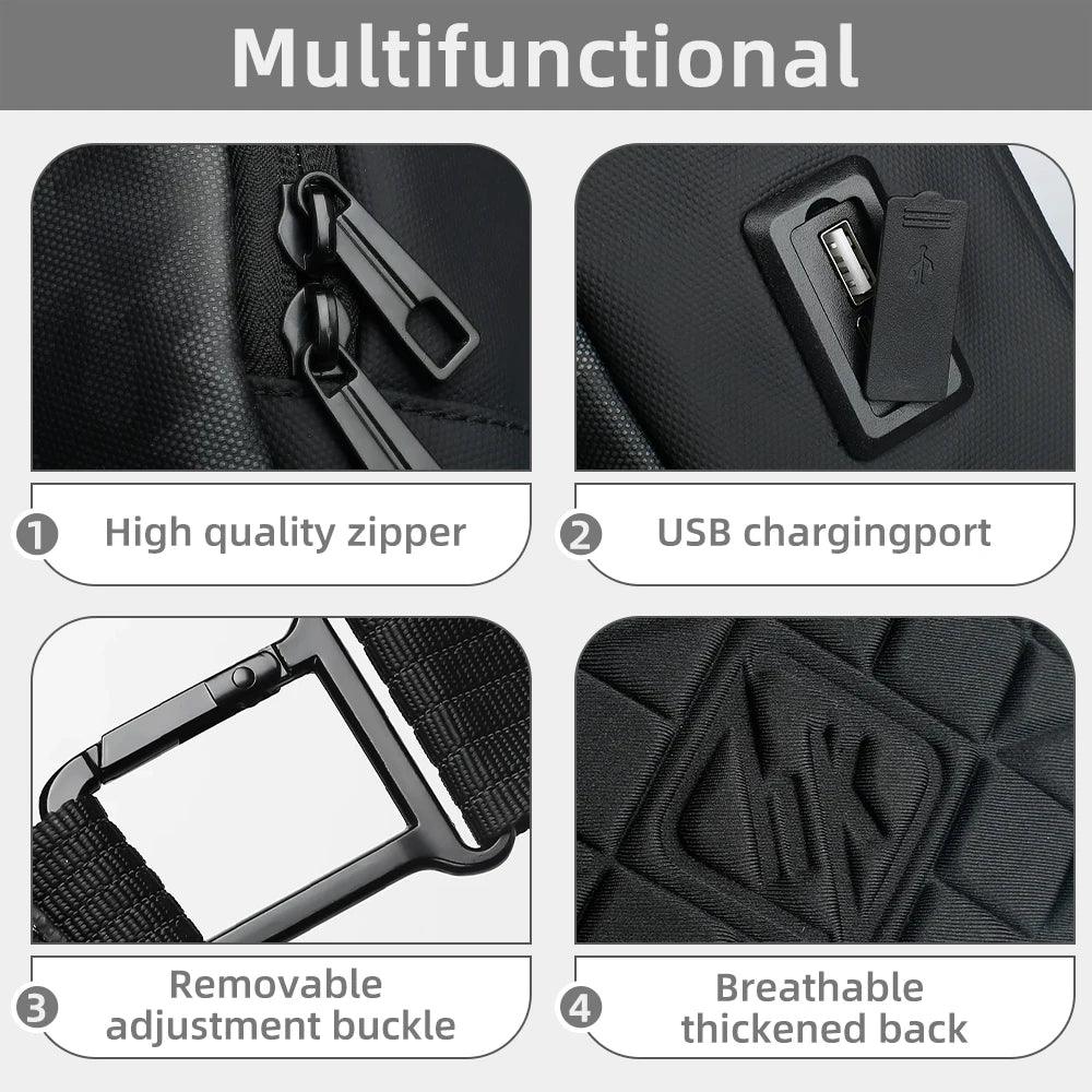 HK Lightweight Shoulder Bag USB Charging Camouflage Crossbody Bag for Men Casual Outdoor Running Sling Bags With Earphone Jack