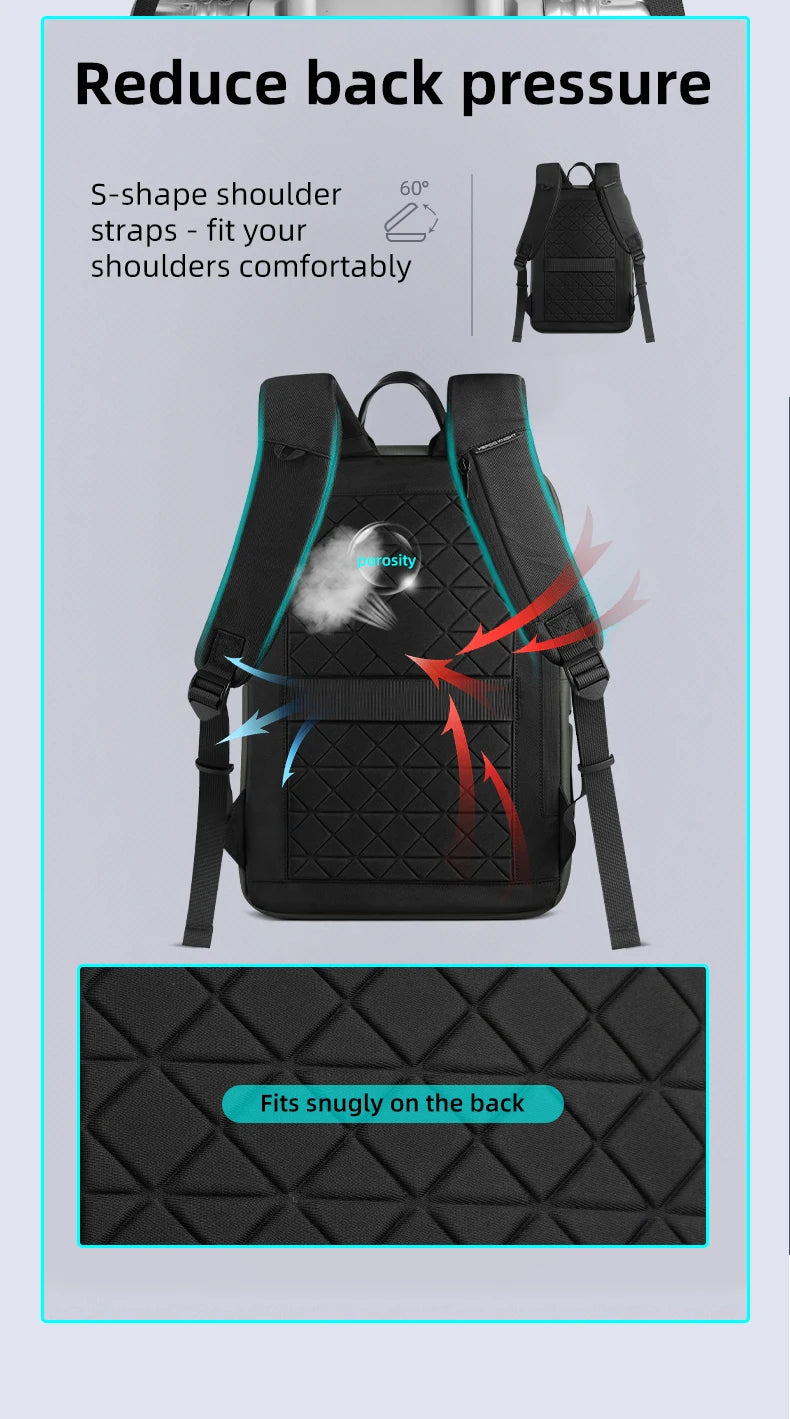HK Business Travel Backpack Men Waterproof 15.6 inch Laptop Backpack with USB Port Anti-theft Computer College Bag Casual Daypac
