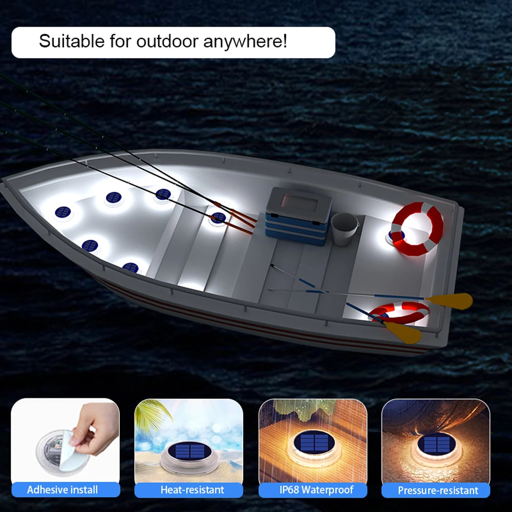 Solar Driveway Lights Solar Dock Lights Blue Solar Deck Lights Outdoor IP68 Waterproof Stick Pathway Outdoor Solar Deck Lights