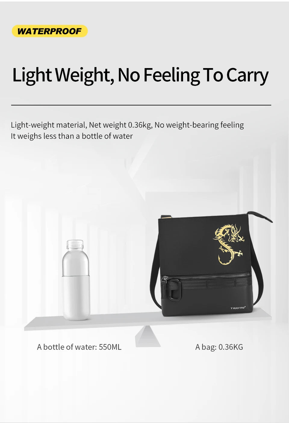 Tigernu Crossbody Bags For Men Chinese Style Shoulder Bags Mini Bag Travel Bags For Men Dragon Series