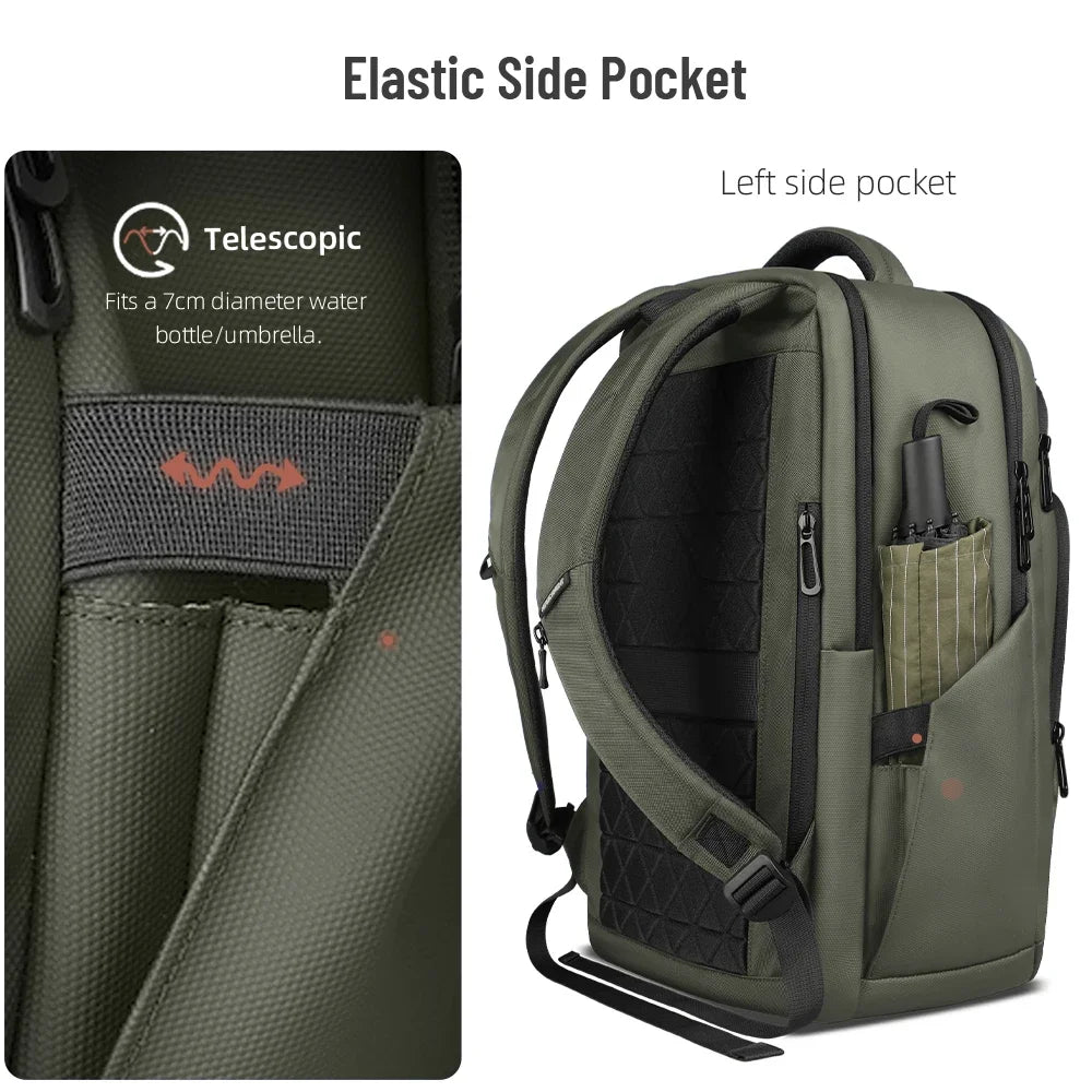 HK Casual Business Backpack for Men Travel Daypack Waterproof 17.3 Inch Laptop Bag for Work Office College Bag with USB Charging