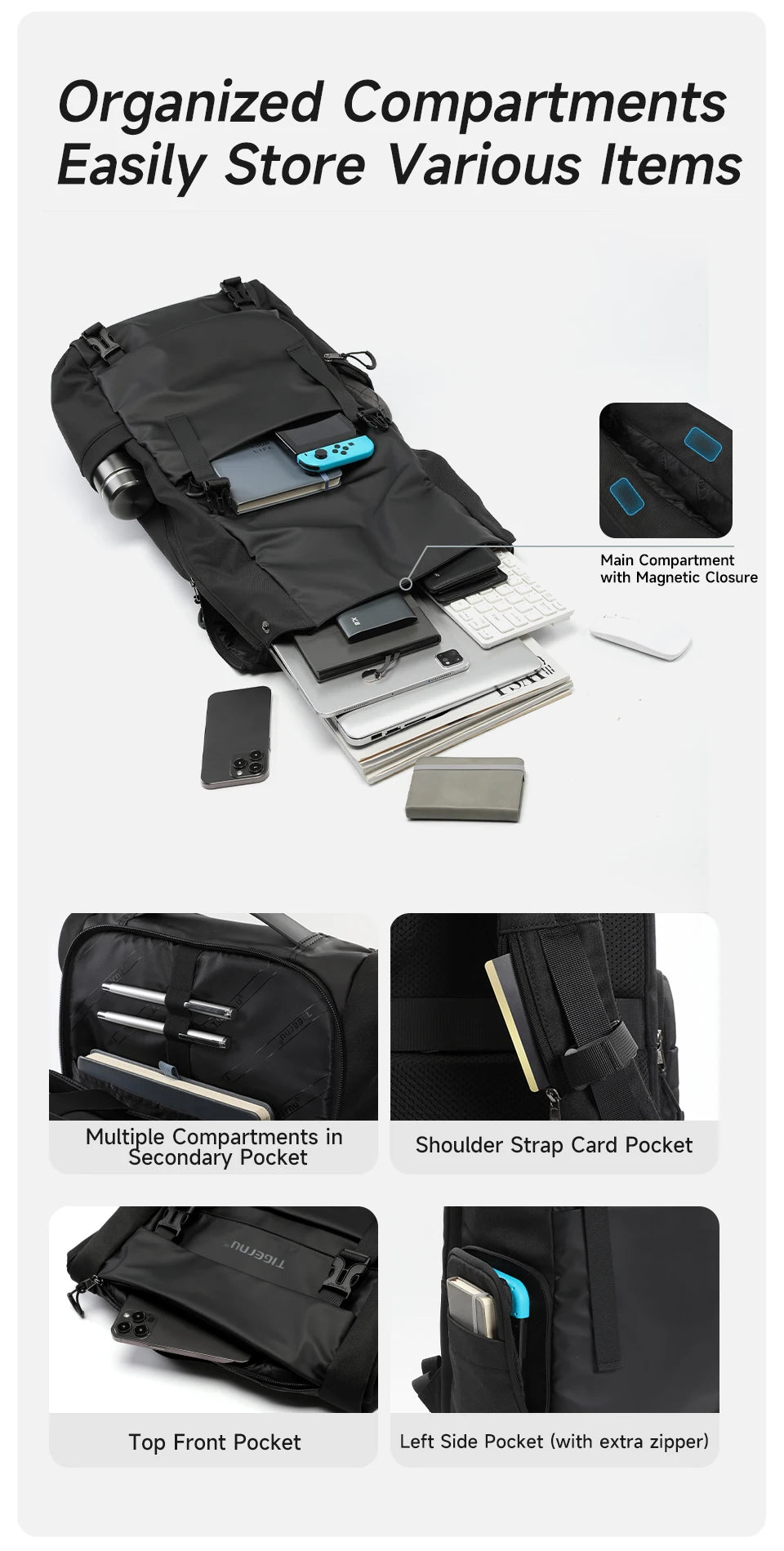 Tigernu Travel Backpack Male TPU Waterproof Backpack Men Bags Expandable Men's Backpack Business Bags School Backpack