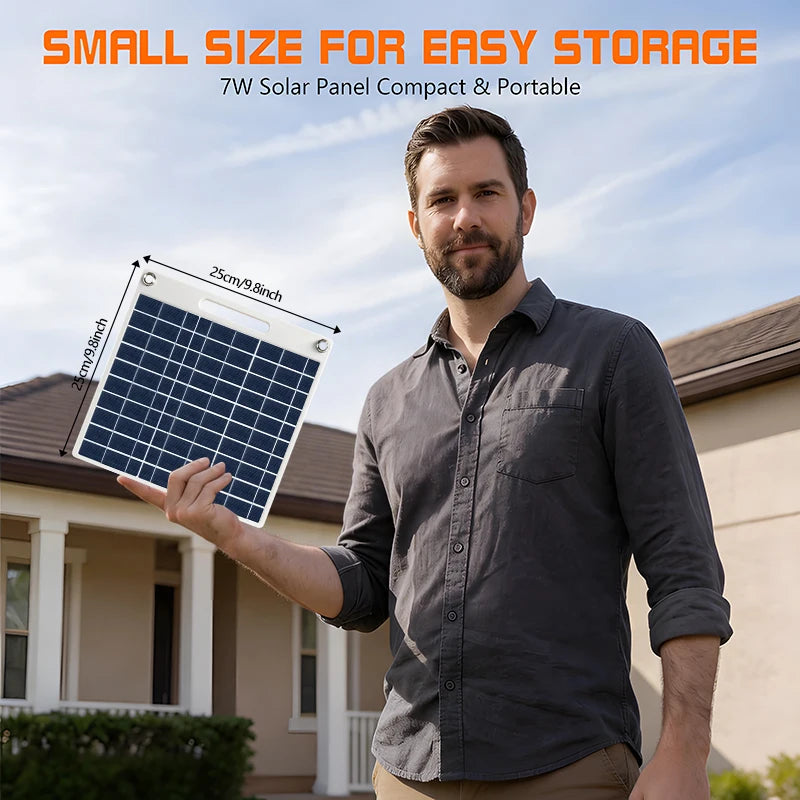 7W Solar Battery Charger Portable double USB-A Solar Panel Emergency Solar Battery Charger for Camping Hiking Doorbell Securit