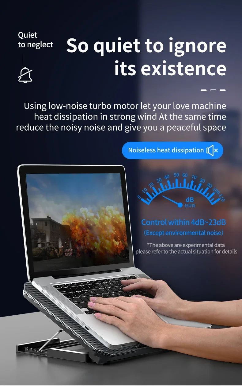 Q100 17inch Gaming Laptop Cooler Fan Led Screen Two USB Port 2600RPM Laptop Cooling Pad Notebook Stand For Laptop Fan Cooler