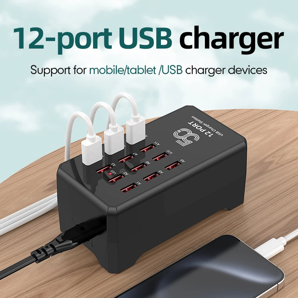 USB Charger 12/30 Ports Universal Wall Desktop Fast Charging Station Dock for Mobile Phone Power Adapter