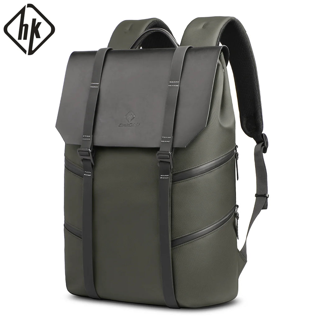 HK Large Travel Backpack for Men Vintage Business Backpack Waterproof 15.6 inch Laptop School Bag Multifunction Hiking Rucksuck