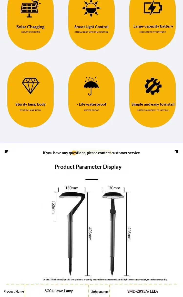 2pc Solar Energy Saving Lamp Super Bright Solar Lawn Lamp Waterproof Household Garden Villa Courtyard LED Solar Lamp