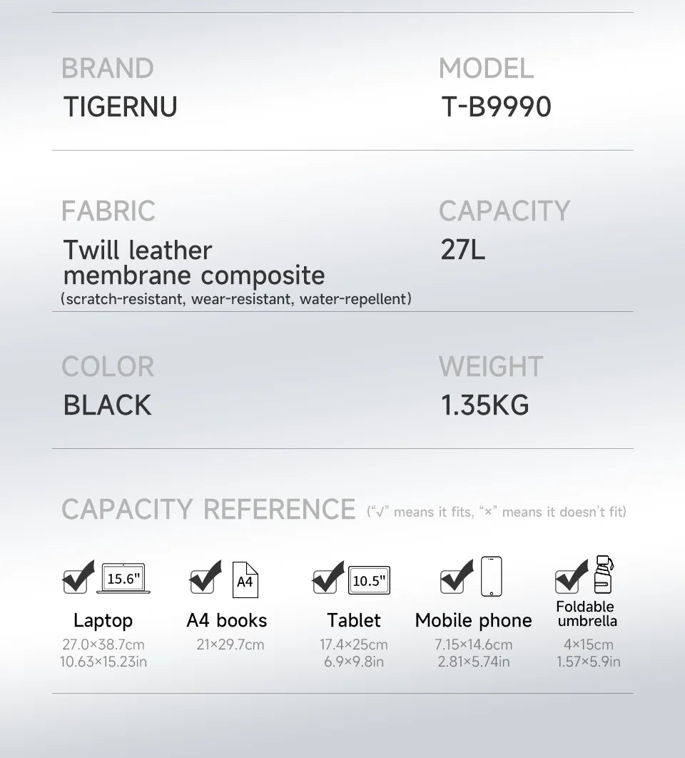 Tigernu Large Capacity Backpacks Men Waterproof Travel Backpacks Hiking Bag Laptop Backpacks For 14 15.6 Rucksack Male Knapsack