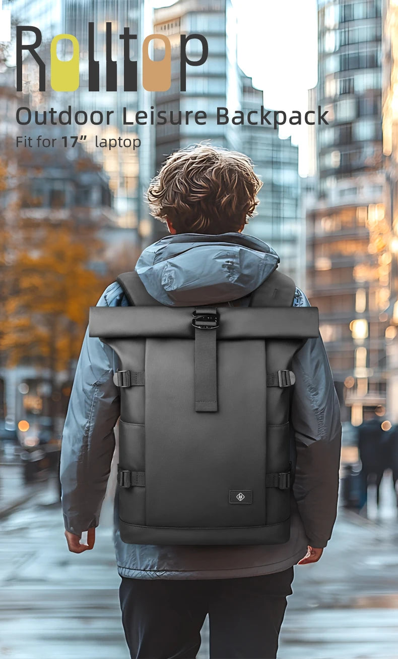 HK Expandable Travel Backpack for Men Large Capacity Hiking Rucksack Waterproof 17 inch Laptop Backpack Men's School Bag Daypack