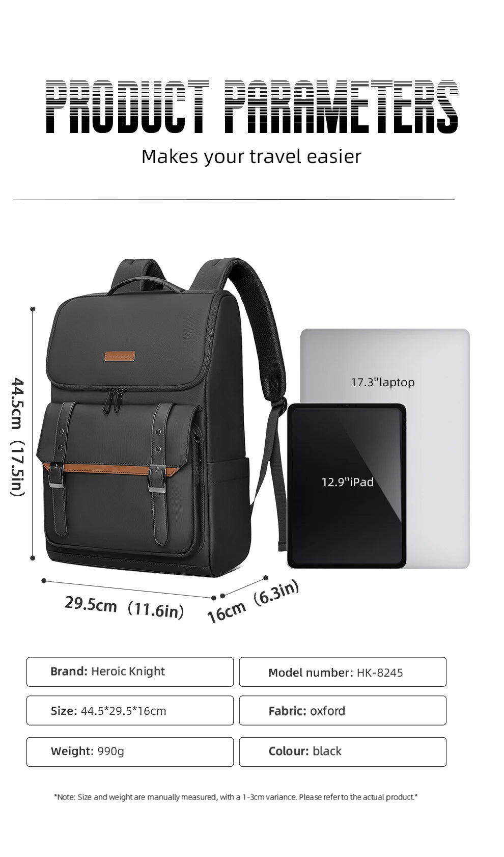 HK Vintage 17.3 inch Laptop Backpack Men Anti-theft Travel Backpack Waterproof Business Computer Bag Daily College Daypack Male