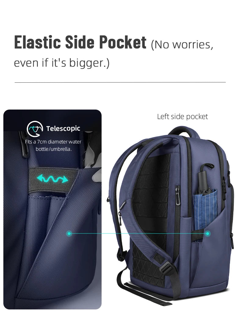 HK Business Travel Backpack Men Waterproof  17.3 Inch Laptop Backpack with USB Port Casual Daypack for Work College Computer Bag