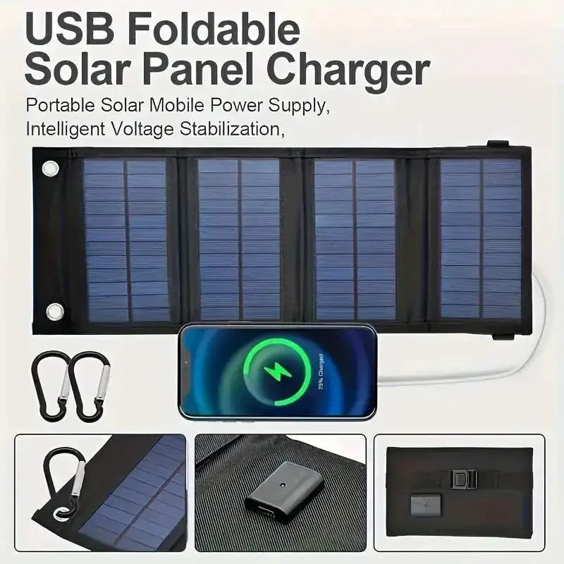Portable USB Foldable Solar Panel, Folding Solar Panels For Travel, Mobile Phone Charging Bank Flashlight  Fan  Mobile Phone Ba
