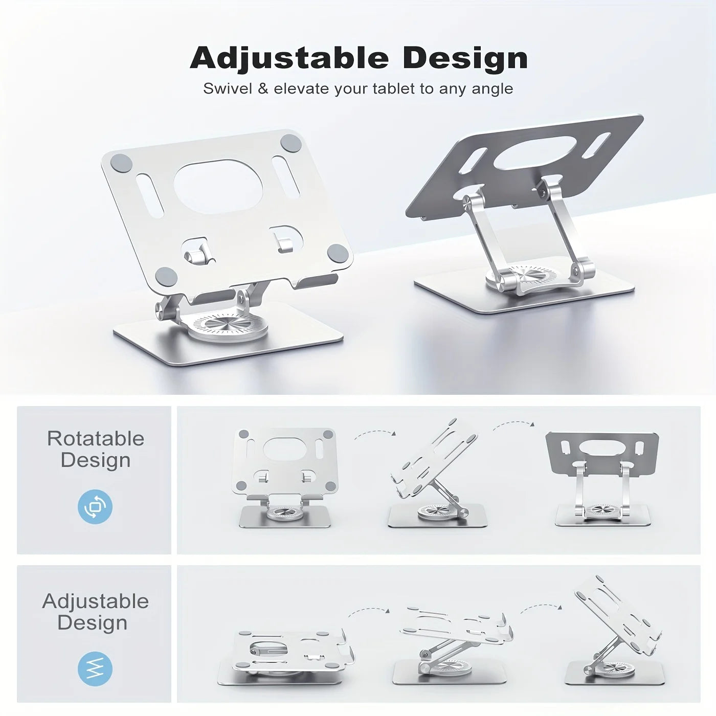 tablet Stand, Swivel Tablet Stand With 360 Rotating Base, Adjustable Tablet Holder For Drawing, Compatible With IPad Pro/Air