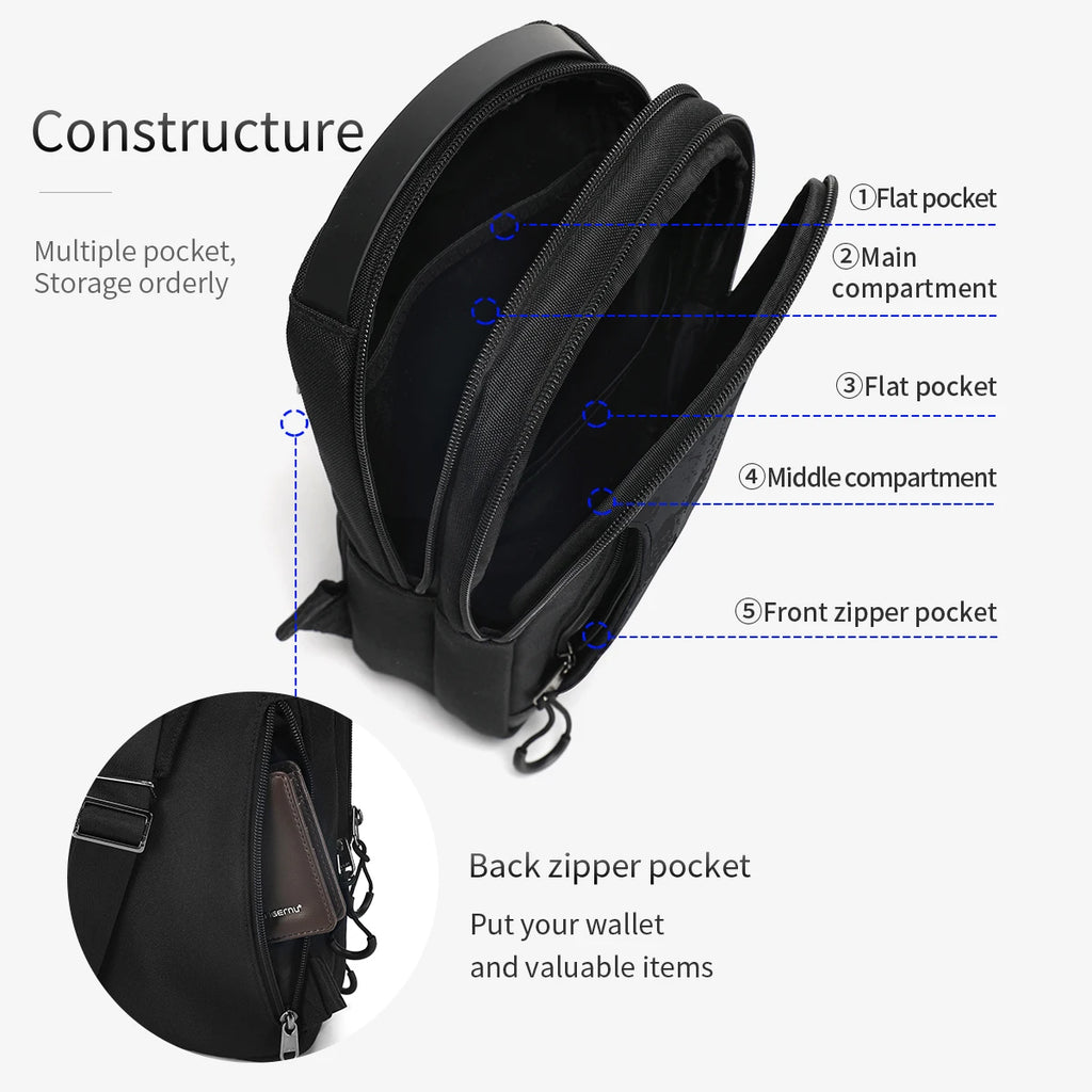 Tigernu Chestbag For Men 9.7inch Ipad Bags Casual Shoulder Bag Male Crossbody Bag Sling Bag For Boy Mini Bolsa Escolar Chest Bag