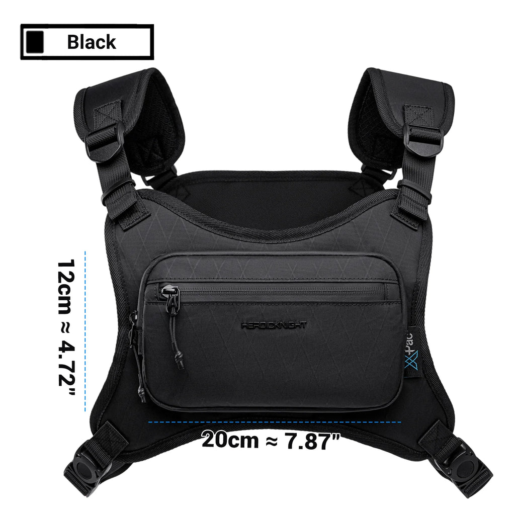 HK Men's Bag Water-Resistant Lightweight Chest Bag with Multiple Pockets Built-in Reflective Strips Men's Bags for Night Runs