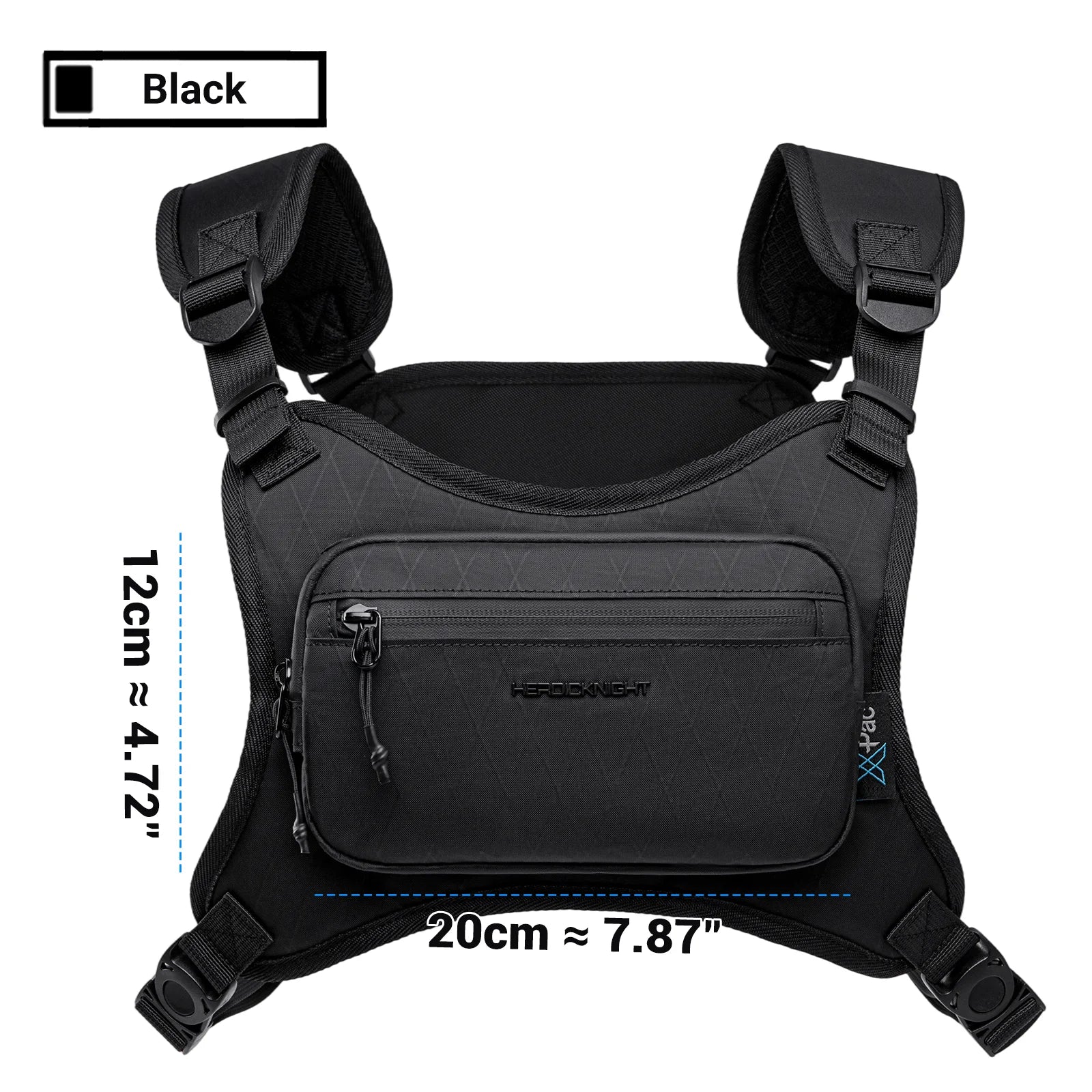 HK Men's Bag Water-Resistant Lightweight Chest Bag with Multiple Pockets Built-in Reflective Strips Men's Bags for Night Runs