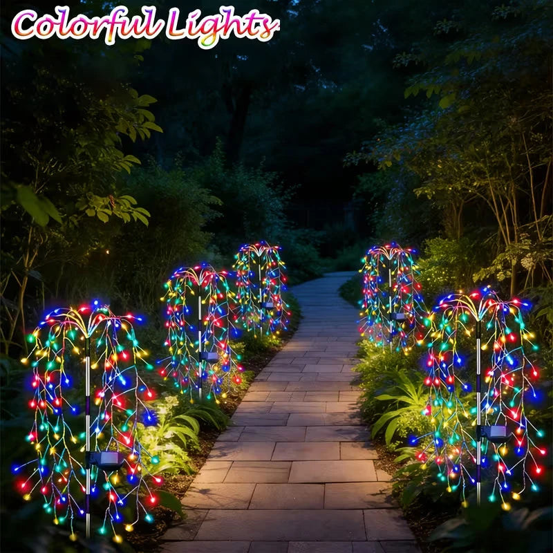 Solar Willow Lawn Lights Outdoor Waterproof for Courtyard Garden Terrace Balcony Wedding Festival Outside Decorative Lights